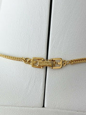 Givenchy Gold Tone G Logo Pendant Choker Necklace Vintage