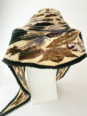 Hermes Vintage Long Scarf Leaves Green Beige Autumn