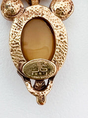 JEAN LOUIS SCHERRER Vintage Gold Tone Dangle Earrings Cabochon