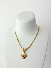 Givenchy Gold Tone G Logo Pendant Choker Necklace Vintage