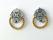 Givenchy Vintage Logo Earrings Silver & Gold Tone
