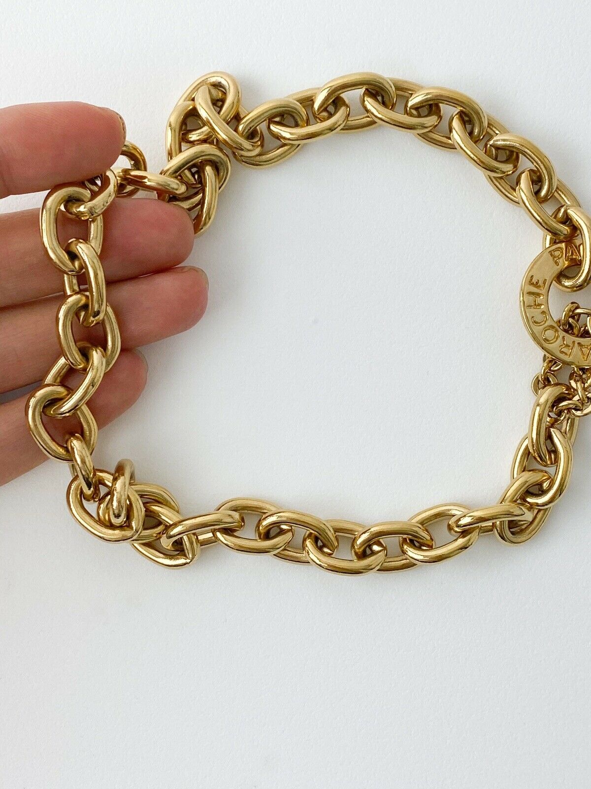 【SOLD OUT】Guy Laroche Gold Tone Bold Chain Choker Necklace Vintage