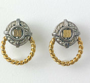 Givenchy Vintage Logo Earrings Silver & Gold Tone