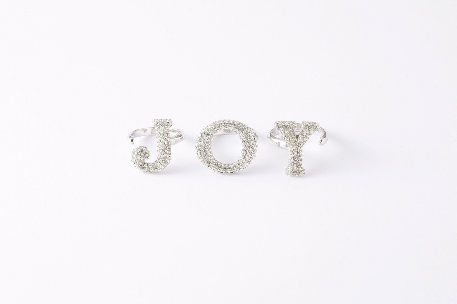 Alphabet Ring Initial  Q Swarovski Crystals Free Size Sterling Silver 925 Rhodium Plated