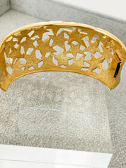 【SOLD OUT】GIVENCHY Gold Tone Openwork Bangle Cuff Bracelet Star Rhinestone Vintage