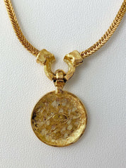 Givenchy Gold Tone G Logo Pendant Choker Necklace Vintage