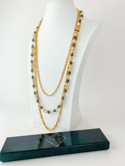 Lanvin  Paris Faux pearl and Glass Beads Multi-Strand Long Necklace Very Rare 2 Ways