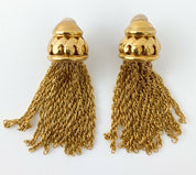 【SOLD OUT】NINA RICCI Gold Tone Long Drop Earrings Fringe Chain