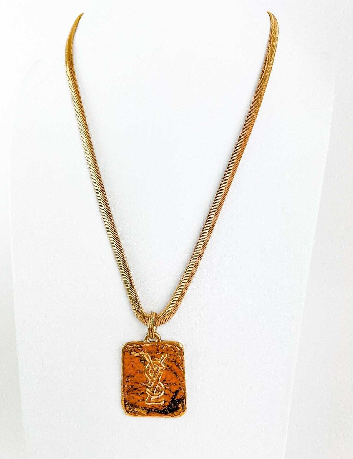 Yves Saint Laurent logo necklace snake chain