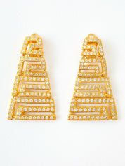 Vintage GIANNI VERSACE Earrings, Gold Tone Earrings, Vintage Rhinestone, Massive Logo, Vintage Jewelry, Earrings Drop Gold, Gift for her