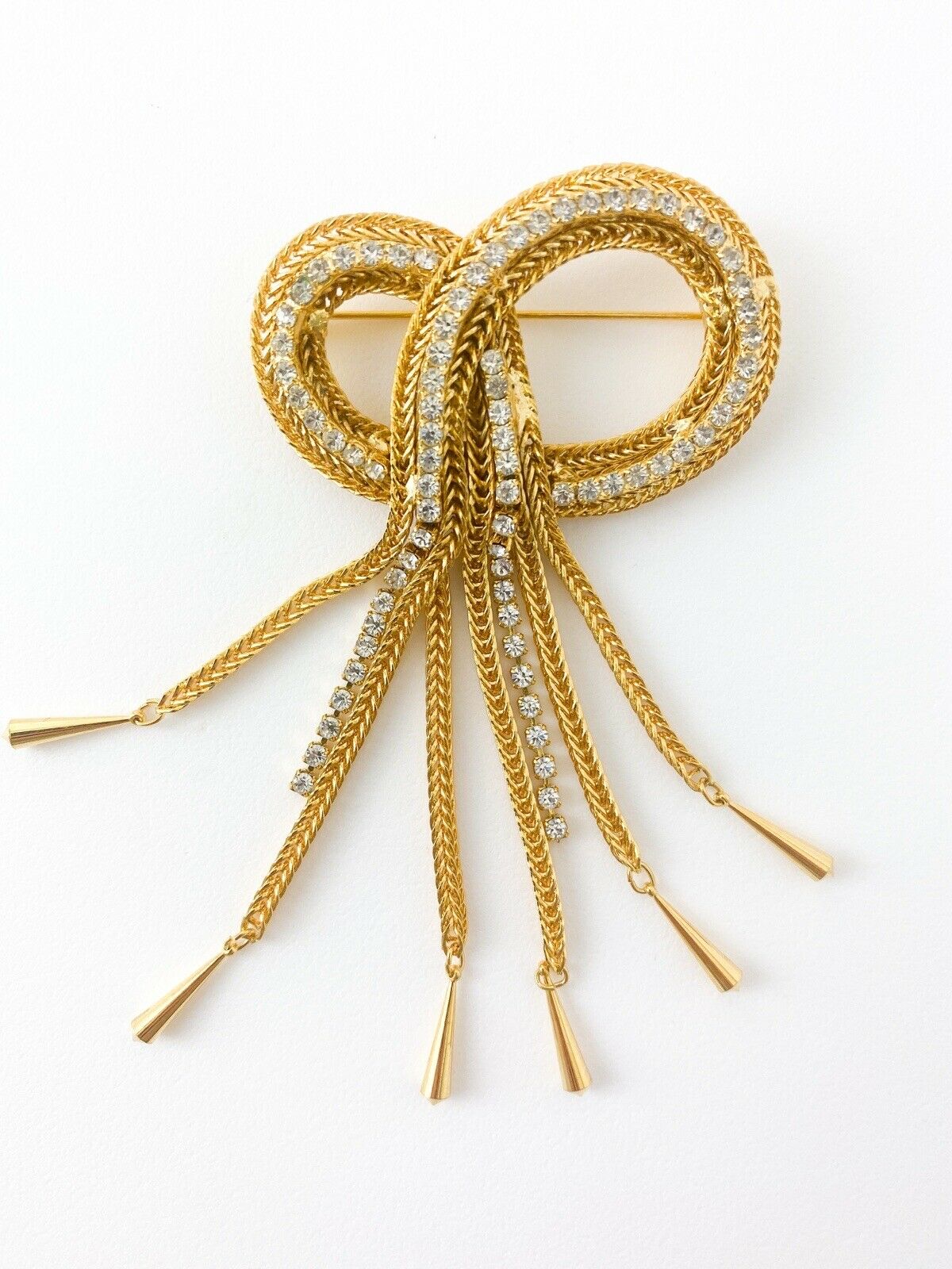 Vintage Brooch Pin Fridge Crystal Rhinestone Gold Tone Gorgeous