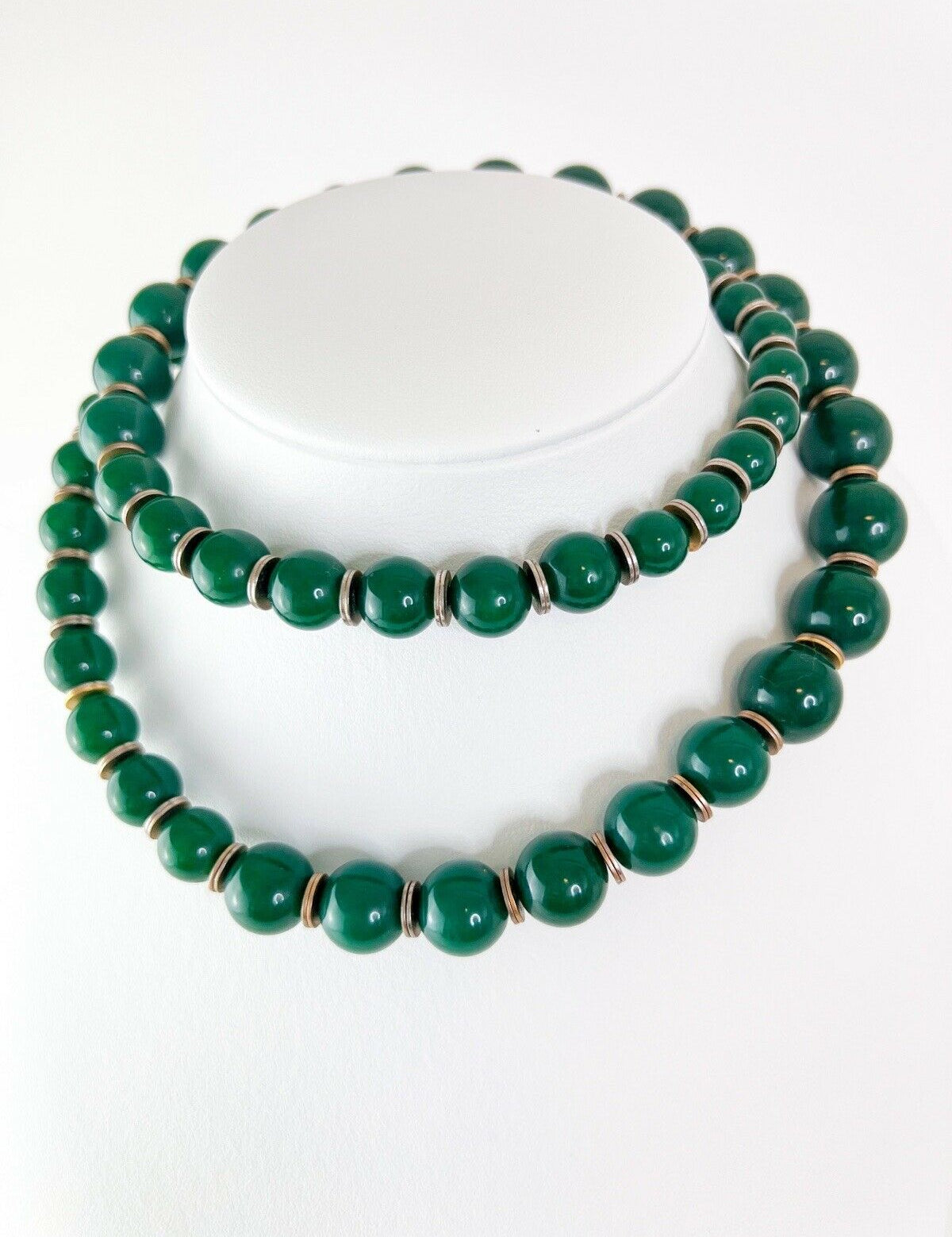 YSL Yves Saint Laurent Beaded Necklace Emerald Green