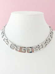 Givenchy Paris New York 1978 Vintage Silver Tone Logo Link Necklace Choker