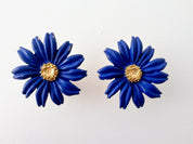 【SOLD OUT】KENZO Paris Vintage Gold tone Flower Floral Earrings Blue Beautiful