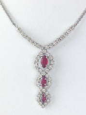 Christian Dior Germany Silver Tone Vintage Choker Necklace Crystal Ruby
