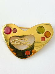 Christian Lacroix Vintage Gold Tone Heart Brooch Pin Made in France