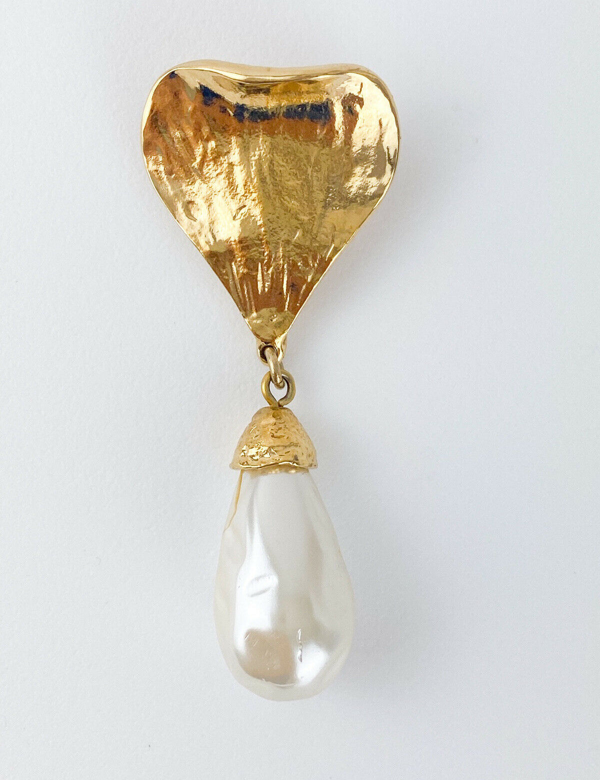 Vintage Yves Saint Laurent pearl heart pin brooch