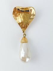 Vintage Yves Saint Laurent pearl heart pin brooch