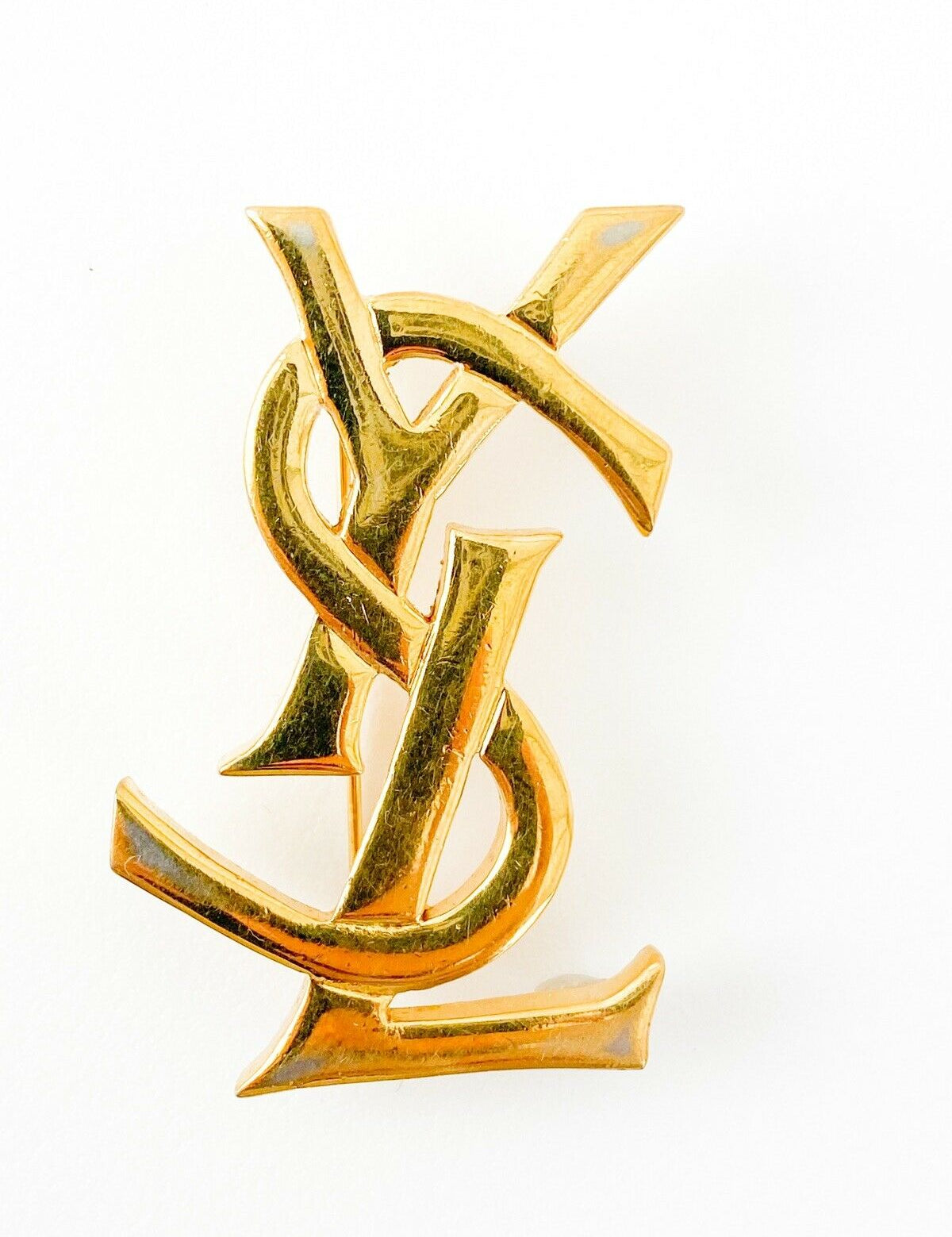 Vintage Yves Saint Laurent logo pin brooch 