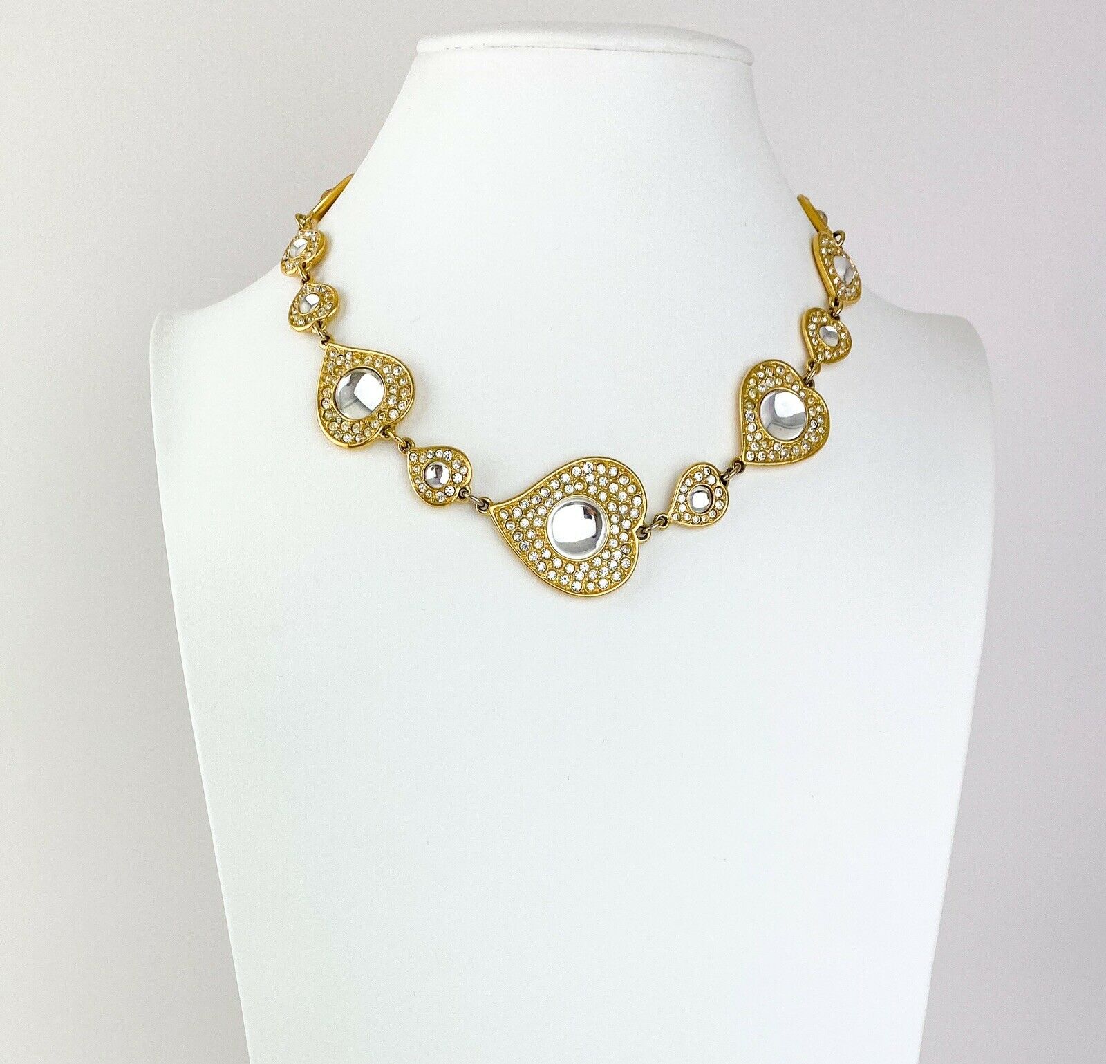 vintage Yves Saint Laurent heart link cabochon necklace choker 