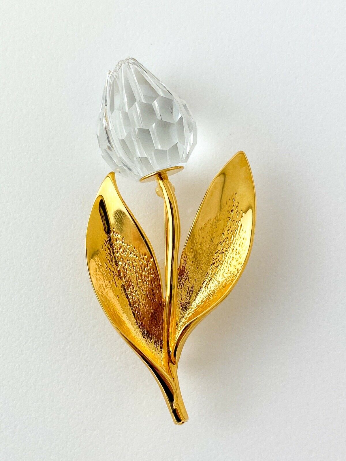 Swarovski Vintage Gold Tone Crystal Brooch Pin Tulips Beautiful