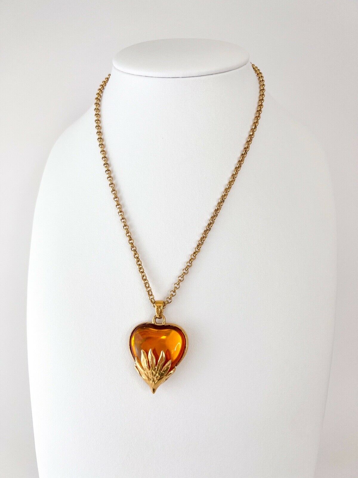 Yves Saint Laurent heart cabochon necklace