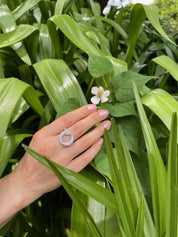 Alphabet Ring Initial  Q Swarovski Crystals Free Size Sterling Silver 925 Rhodium Plated