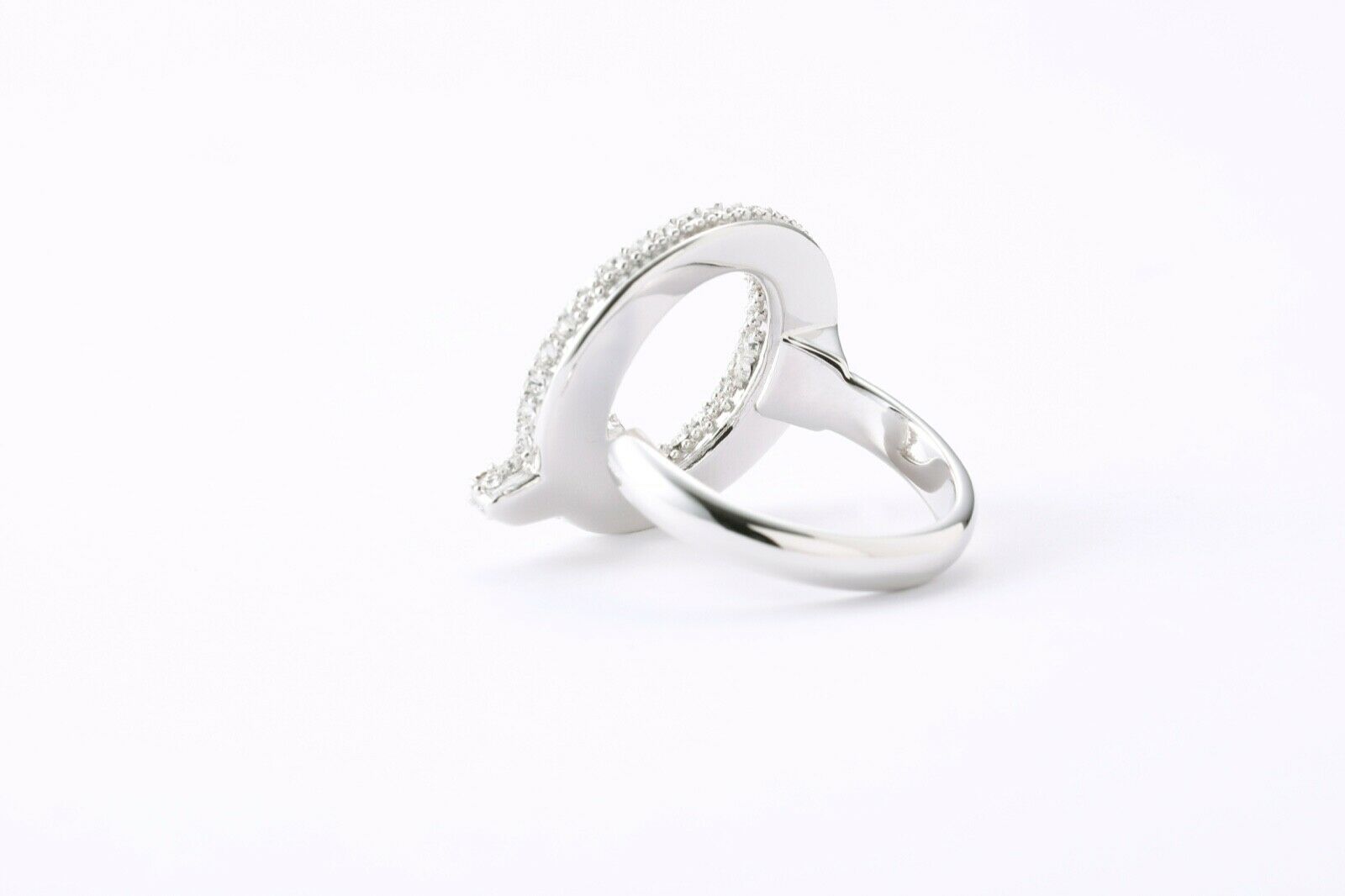 Alphabet Ring Initial  Q Swarovski Crystals Free Size Sterling Silver 925 Rhodium Plated