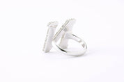 Alphabet Ring Initial N Swarovski Crystals Free Size Sterling Silver 925 Rhodium Plated