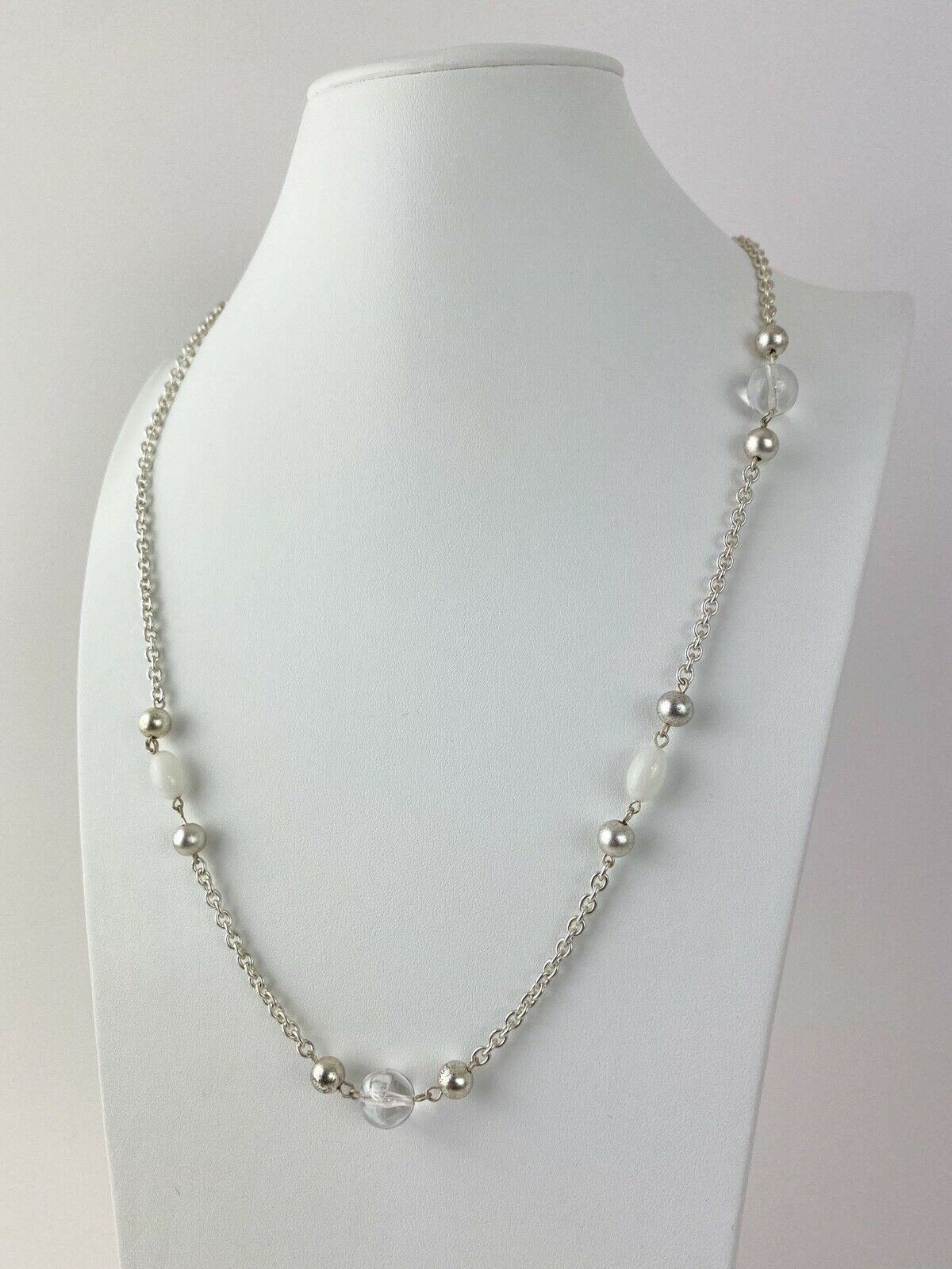 Givenchy Paris New York Vintage Silver Tone Long Necklace Beads
