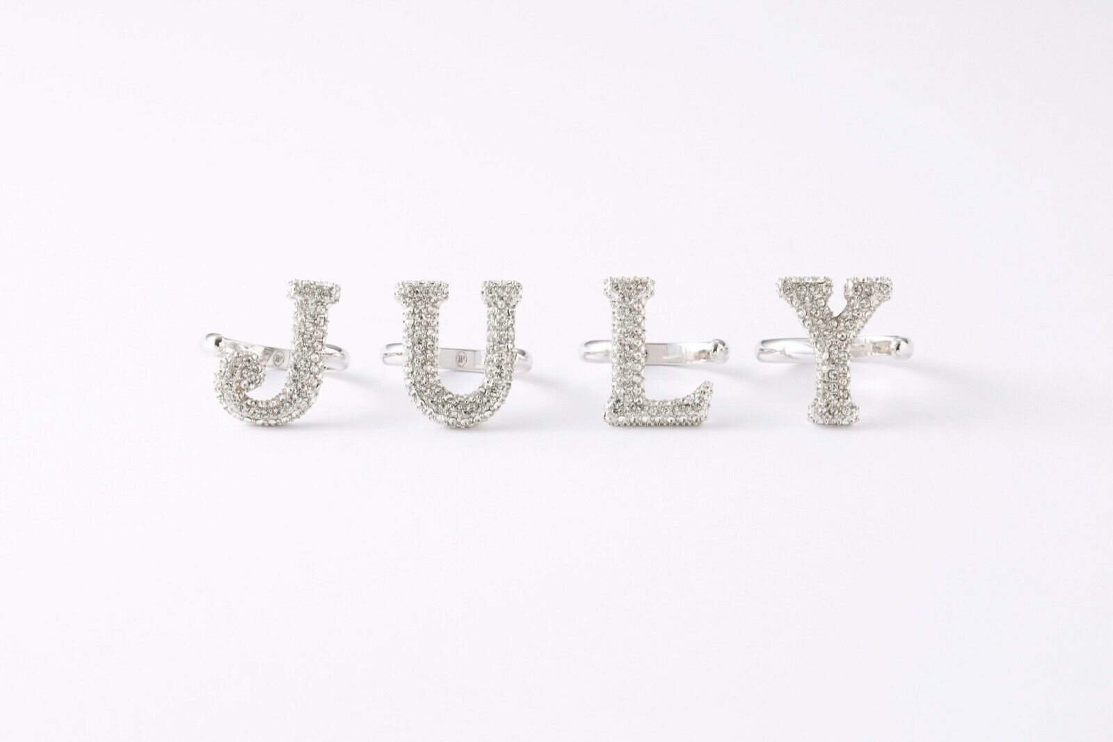 Alphabet Ring Initial N Swarovski Crystals Free Size Sterling Silver 925 Rhodium Plated