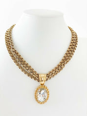 Givenchy Gold Tone Massive Rhinestone Multi-Strands Chain Necklace Vintage