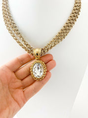 Givenchy Gold Tone Massive Rhinestone Multi-Strands Chain Necklace Vintage