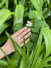 Alphabet Ring Initial W Swarovski Crystals Free Size Sterling Silver 925 Rhodium Plated