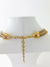 Givenchy Gold Tone Massive Rhinestone Multi-Strands Chain Necklace Vintage