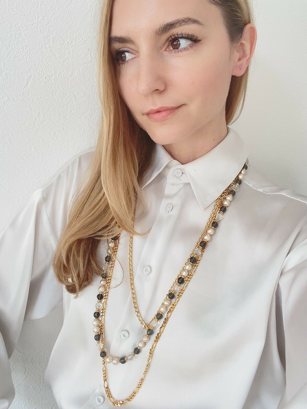 Lanvin  Paris Faux pearl and Glass Beads Multi-Strand Long Necklace Very Rare 2 Ways