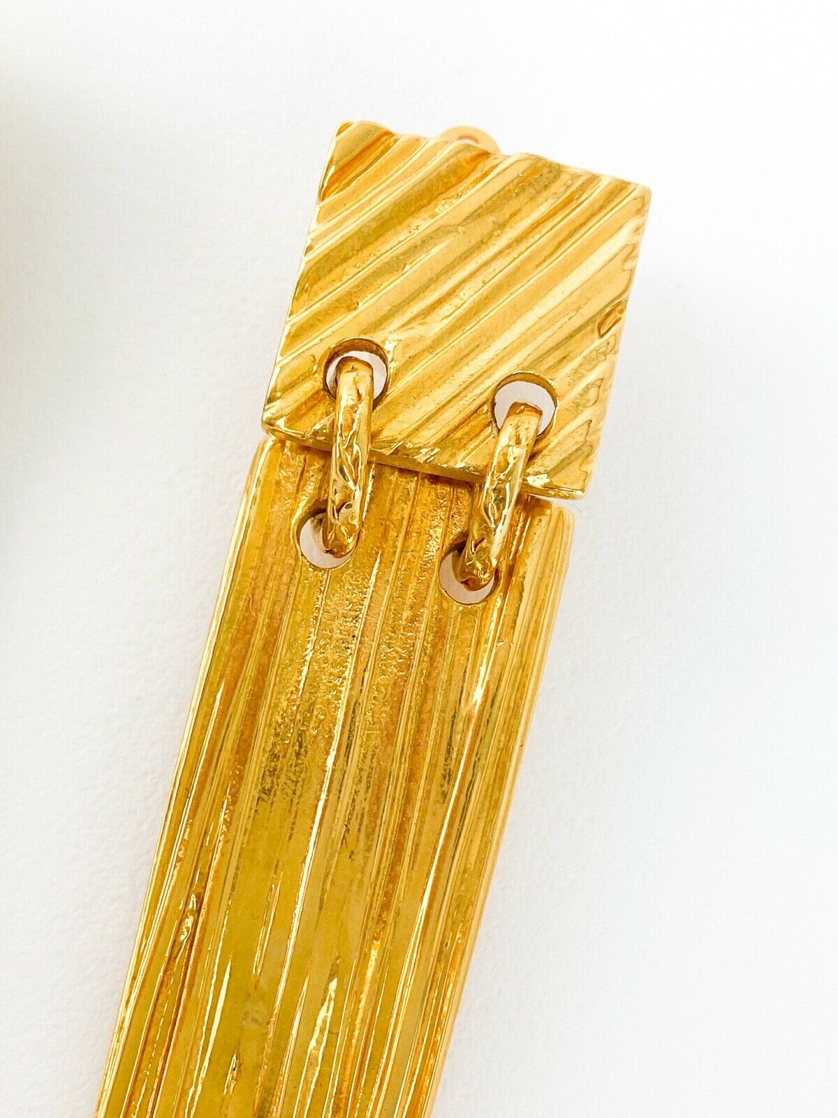 【SOLD OUT】YSL Yves Saint Laurent Vintage Gold Tone Dangle Earrings Square