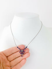 Christian Dior Germany Vintage Silver Tone Choker Necklace Rhinestone Purple