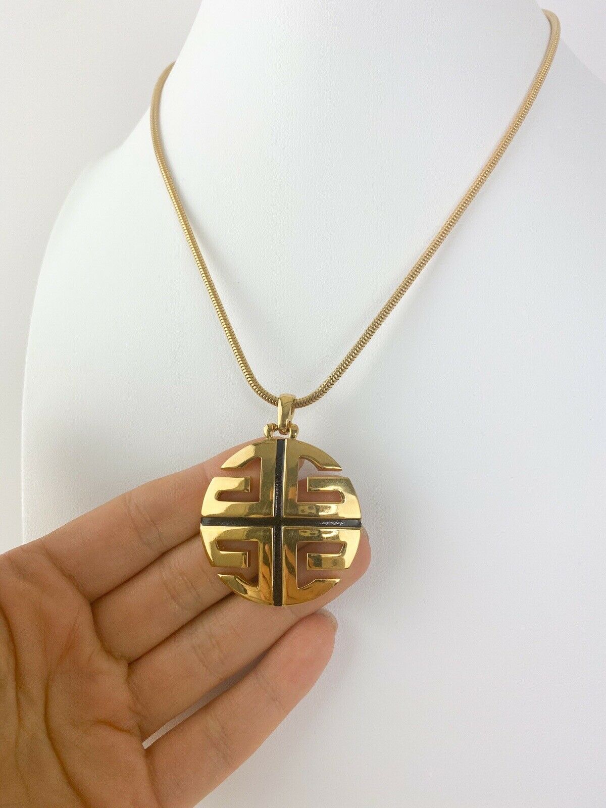 【SOLD OUT】Givenchy Paris New York Vintage Gold Tone Logo Necklace