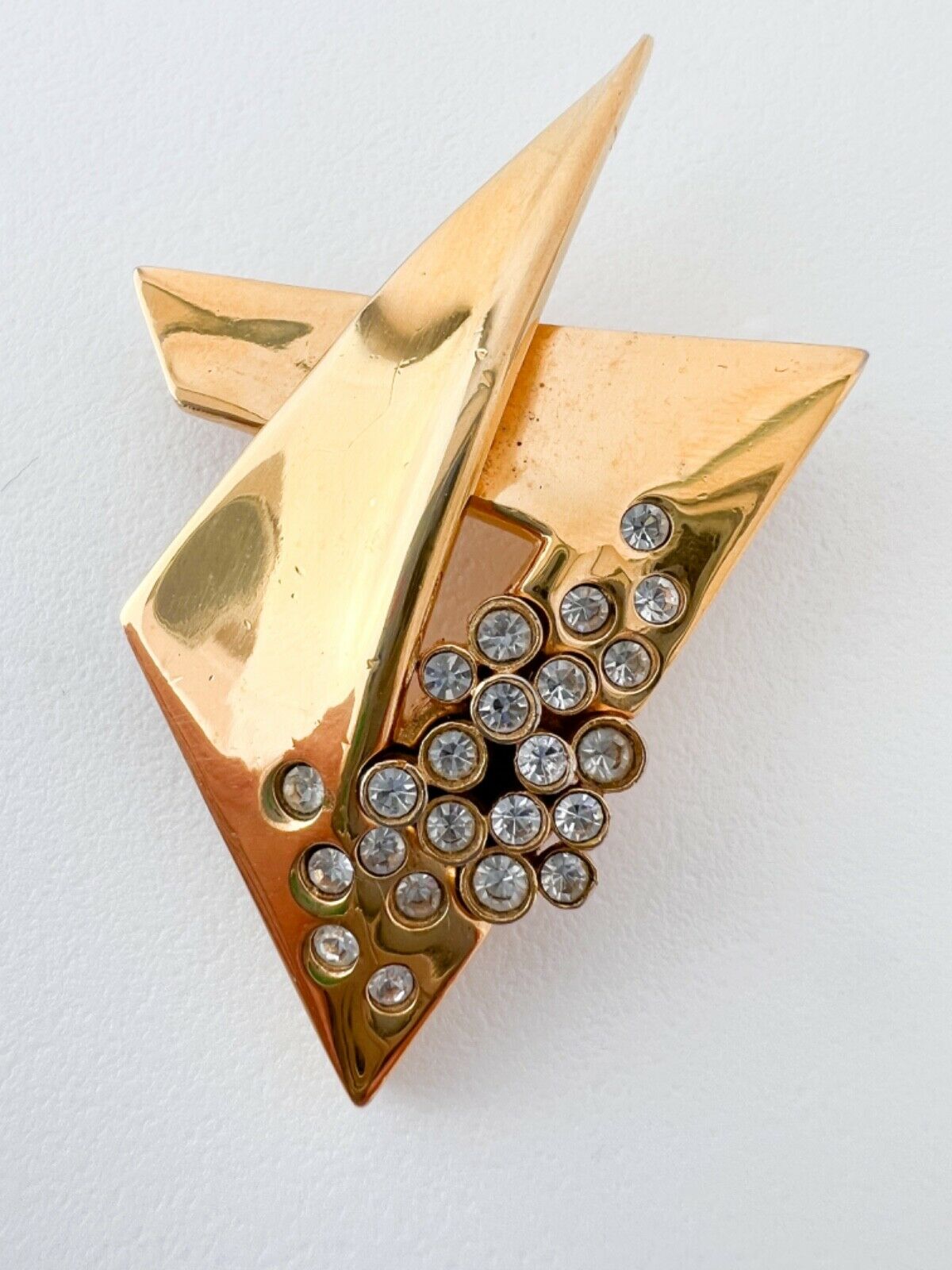 Givenchy Vintage Gold Tone Brooch Pin Rhinestones Elegant