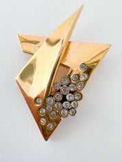 Givenchy Vintage Gold Tone Brooch Pin Rhinestones Elegant