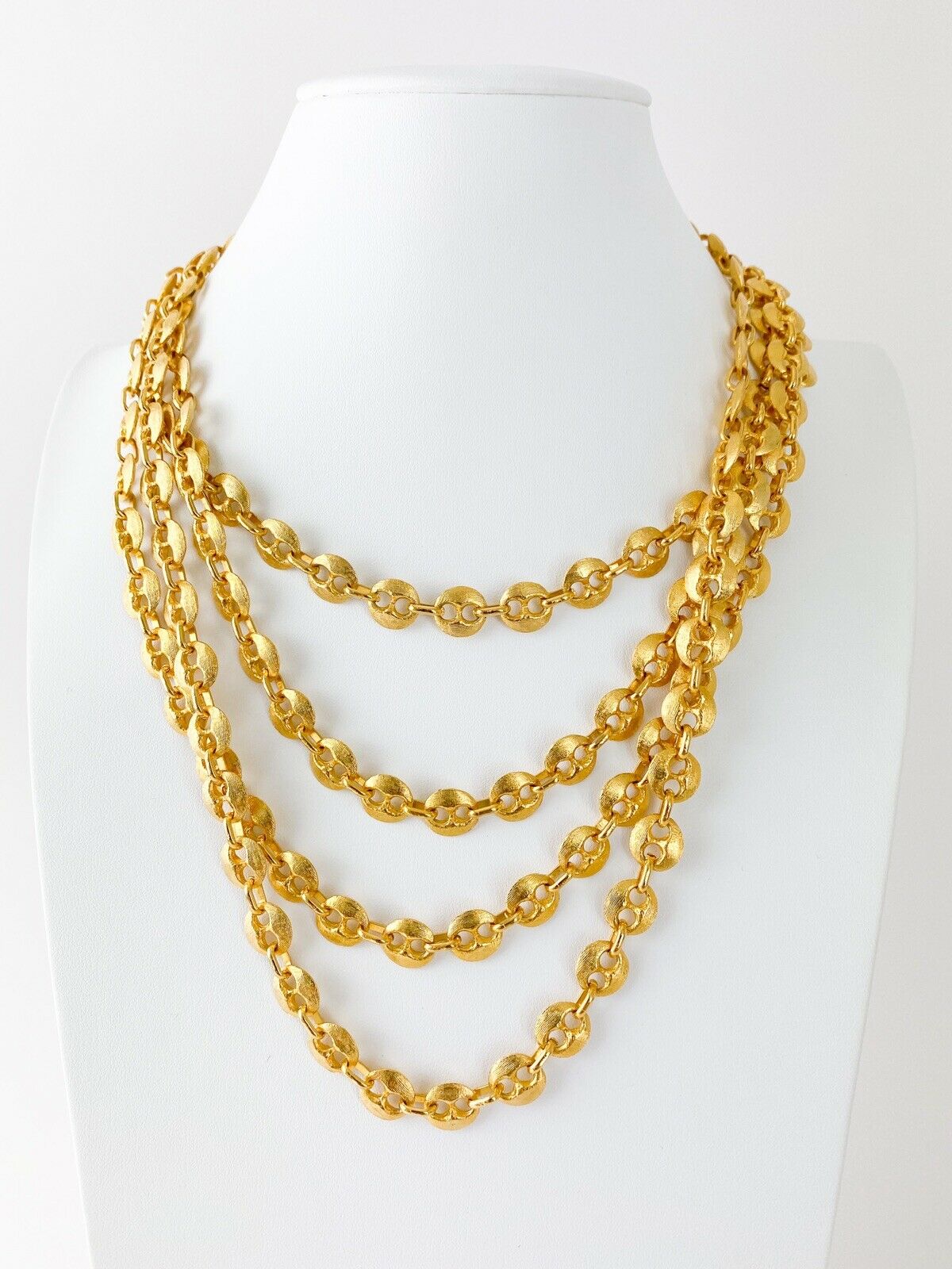 Vintage Multi-Strands Chain Necklace Gold Tone Gorgeous