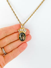 【SOLD OUT】YSL Yves Saint Laurent Vintage Gold Tone Necklace Massive Rhinestones