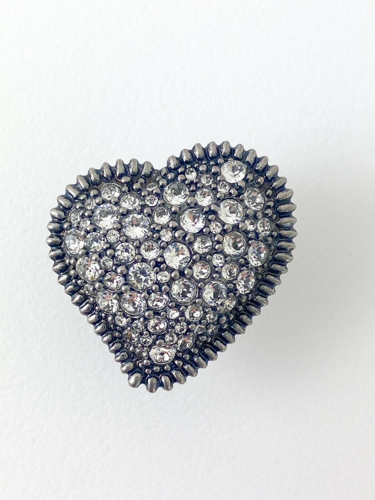 YSL Yves Saint Laurent Vintage Heart Brooch Pin Crystal Rhinestones