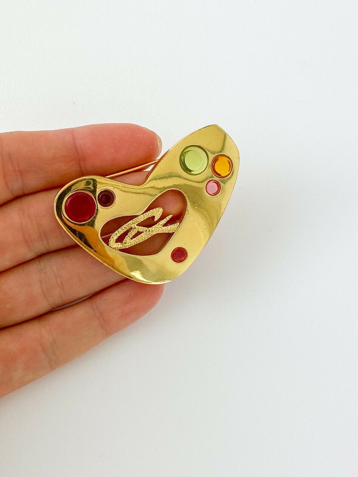 Christian Lacroix Vintage Gold Tone Heart Brooch Pin Made in France
