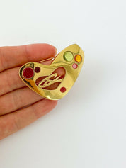 Christian Lacroix Vintage Gold Tone Heart Brooch Pin Made in France