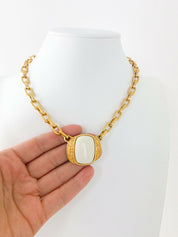 YSL Yves Saint Laurent Vintage Chain Necklace White Gripoix