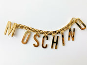 【SOLD OUT】Moschino Vintage Gold Tone Chain Logo Drop Brooch Pin