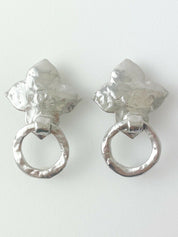 【SOLD OUT】YSL Yves Saint Laurent Vintage Silver Tone Earrings Clover Hoop