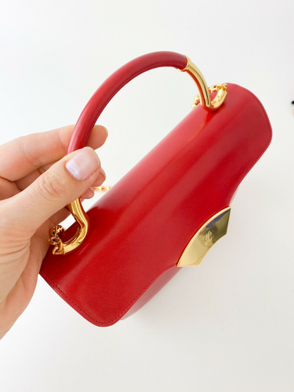 【SOLD OUT】Karl Lagerfeld Red Leather 3Ways Handbag Shoulder Cross Body Made in France Vintage